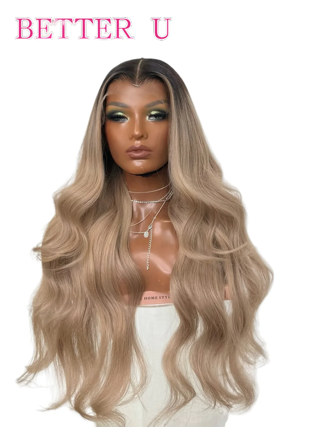 الجسم موجة ضوء الكتاني البني اللون باروكة من شعر طبيعي مع جذور داكنة 13x6 الرماد شقراء الدانتيل الباروكات الأمامية للنساء قبل نتف