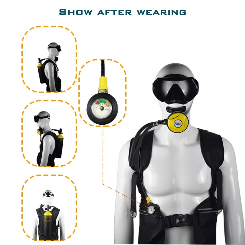 

DCCMS DS-2000 Aluminum Snorkel Oxygen Tank 2L Portable Diving Gear with Silicone Mask