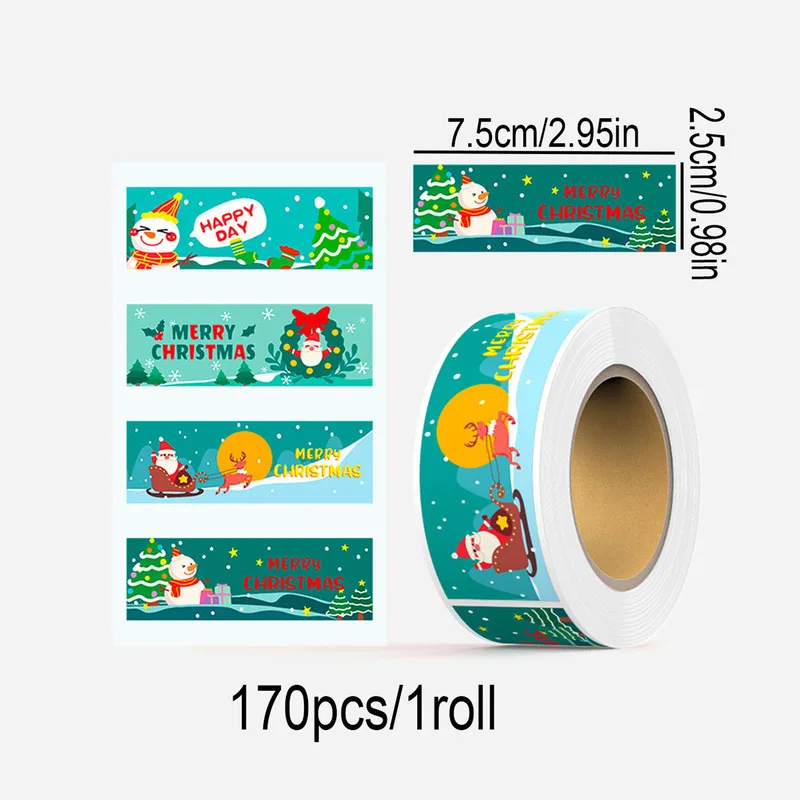 170Pcs/Roll Vintage Style Christmas and Spring Festival Stickers, Christmas Adhesive Labels - Study Reward Planner Gift Decorati
