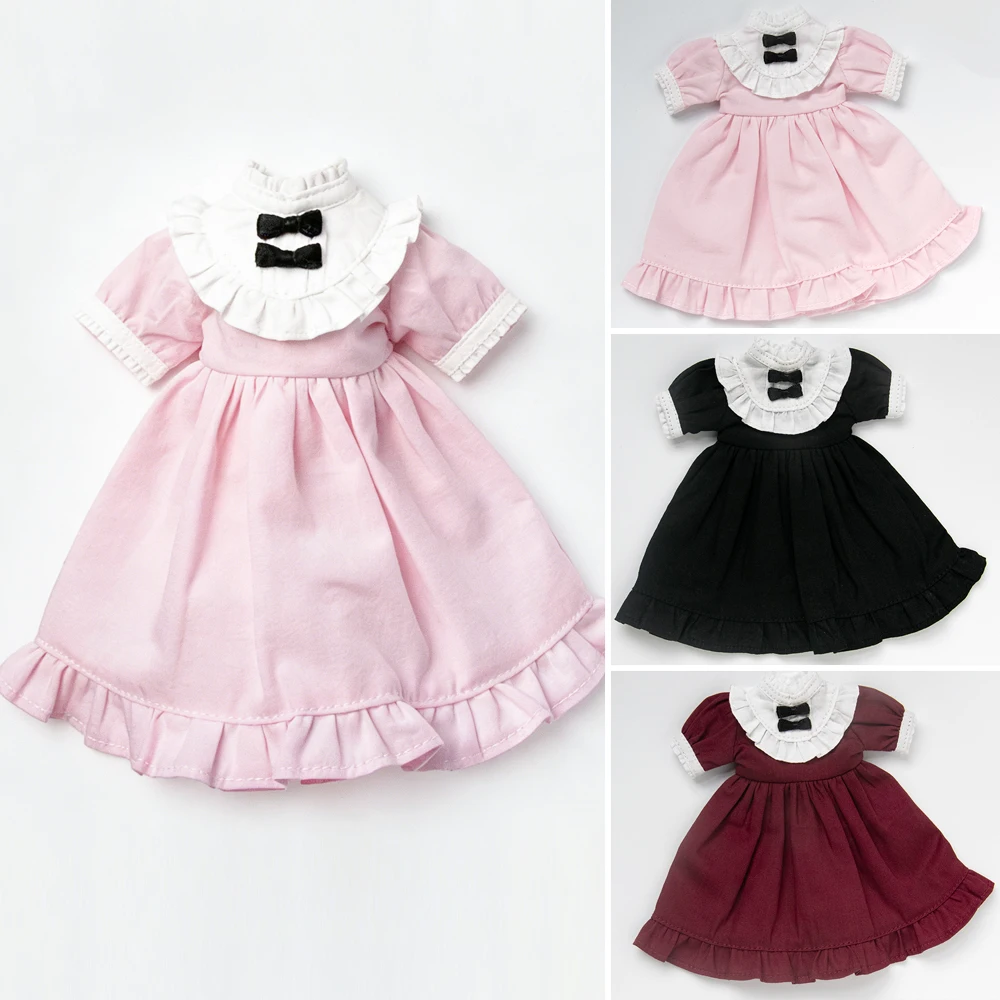 

Blythe Clothes Vintage Bow Dress Cute Short Skirt Uniform Maid Set for For Ymy Licca Azones Ob22 24 27 Ker YMY Doll Accessories
