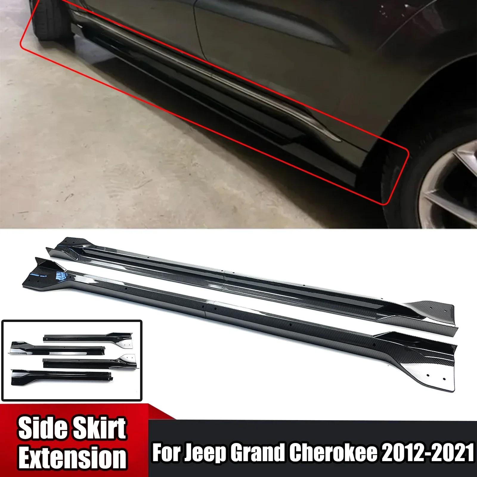 For Jeep Grand Cherokee Summit 2014-2020 High Altitude 2018-2021 Limited X 2020-2021 Car Side Skirt Extension Splitter Bumper