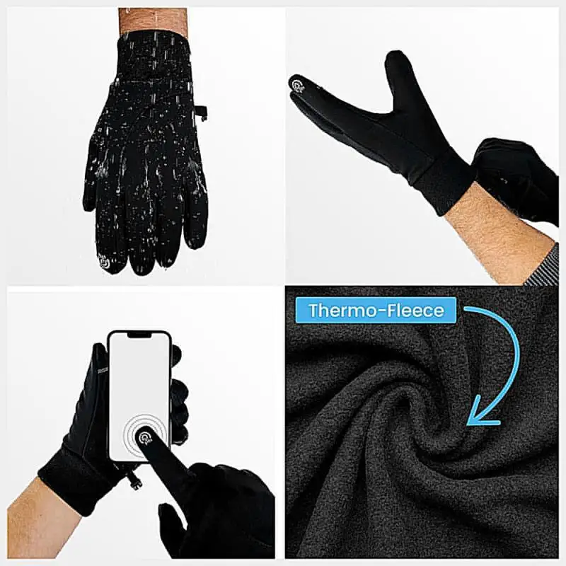 Windproof Winter Gloves Non-Slip Screen Touch Waterproof Mittens Polar Fleece Gloves For Horseback Riding Skiing Driving Running