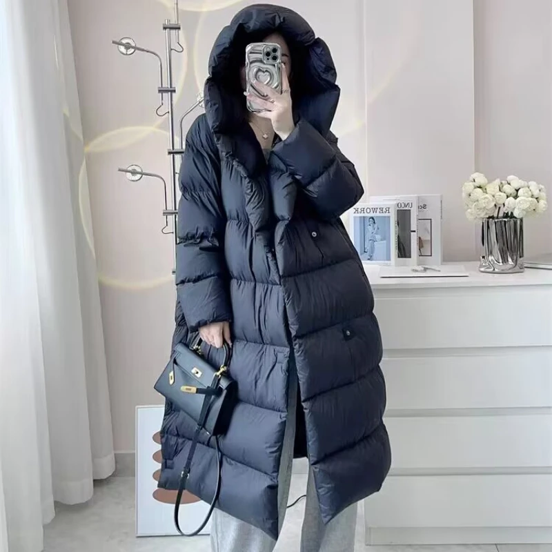 Winter Long Women\'s Down Jacket New Women\'s Coat 90 Velvet Hooded Windproof Warm 2024 Korean Version of The Casual Parker Coat