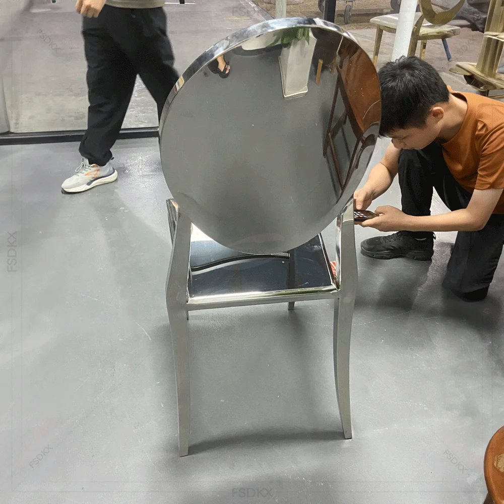 Silver Stainless Steel Glosy Ghost Armless Wedding Dining Chairs