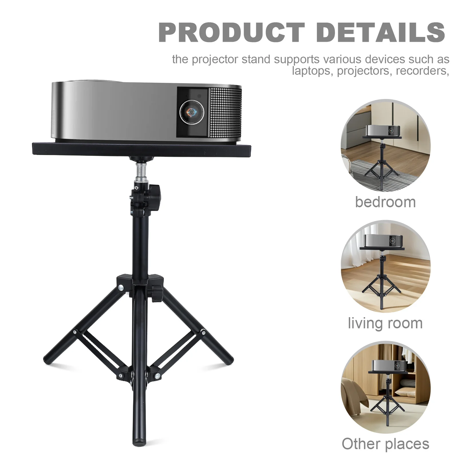 حامل جهاز عرض قابل للتعديل ارتفاع ترايبود لأجهزة الكمبيوتر المحمول العارض في الهواء الطلق استخدام داخلي جبل الرف حامل متعدد الوظائف طويل القامة