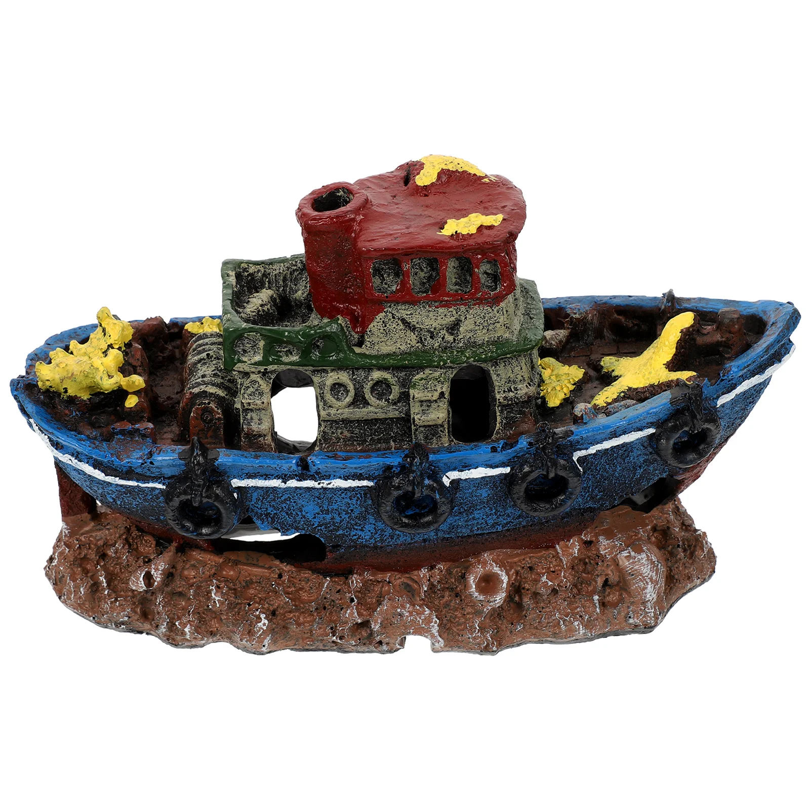

Resin Aquarium Shipwreck Decor Realistic Simulation Fish Tank Ornament Premium Material Safe for Fish Small Lightweight Design