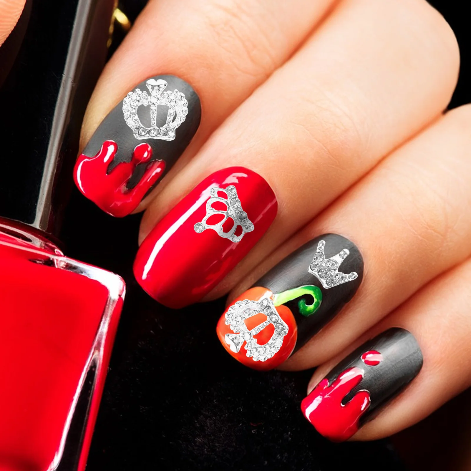 12 Uds. De tachuelas de uñas con corona 3D, decoraciones de manicura brillantes elegantes, suministros de arte DIY, tachuelas de corona para uñas, decoración de manicura