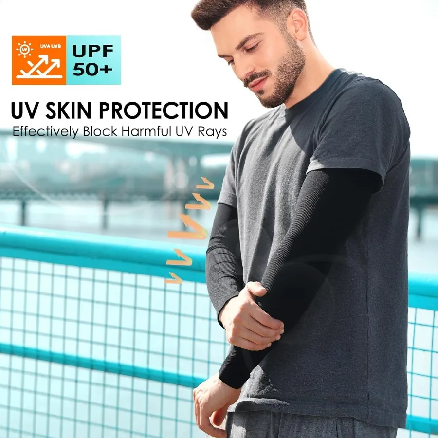 ปลอกแขนกันแดด UV 4 คู่ สำหรับผู้ชายและผู้หญิง ปลอกแขนระบายความร้อนสำหรับเล่นกีฬา ออกกำลังกาย ปกปิดรอยสัก