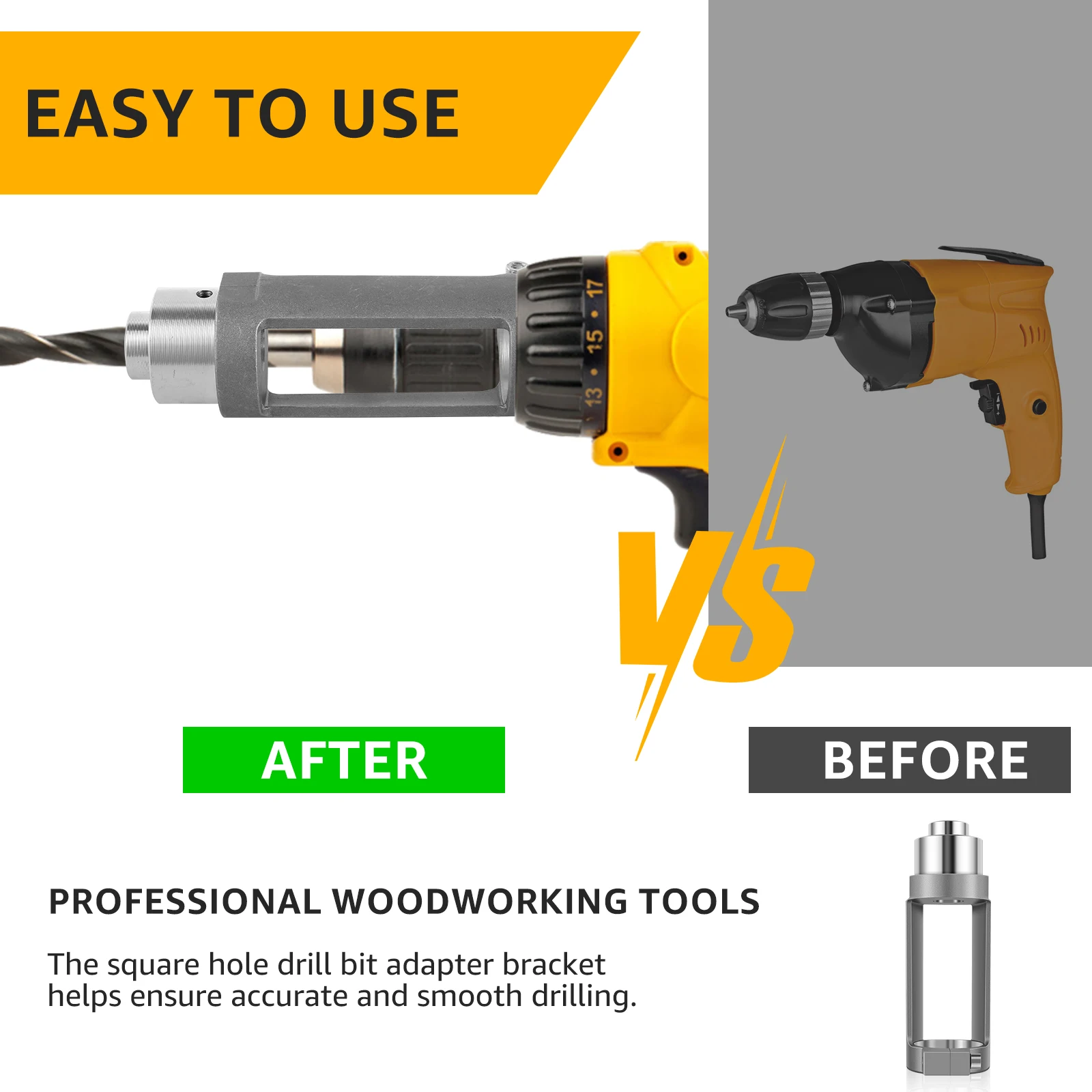 Imagem -03 - Adaptador Square Hole Drill Bit Alumínio Fundido Suporte Fixo para Encaixoamento de Madeira Acessório para Broca Elétrica Manual Ferramenta para Madeira