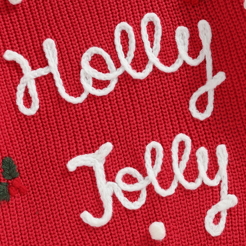 Suefunskry Baby Girl Christmas Sweater Classic Long Sleeve Round Neck Letter Embroidery Knit Pullover Toddler Fall Winter Tops