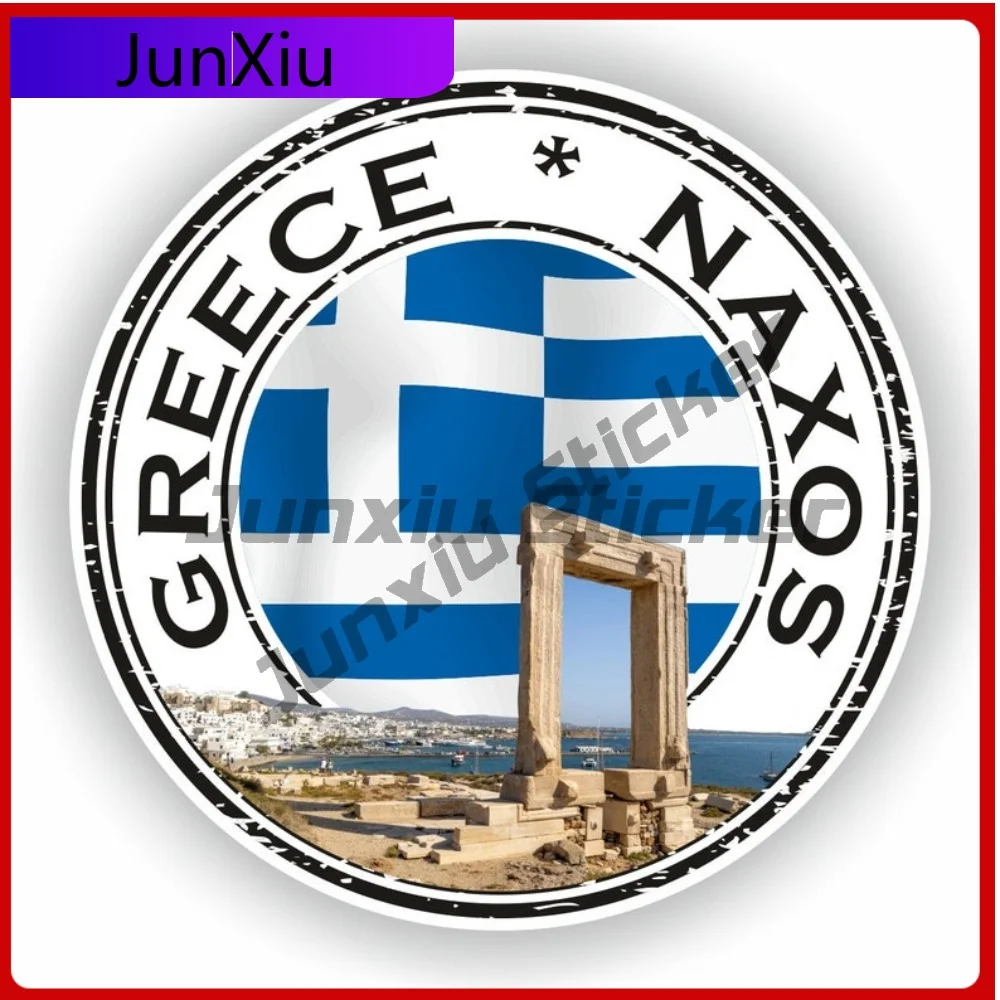 Greece Naxos Island Seal Sticker Round Flag Creative Waterproof Vinyl Decal Decoration for SUV Bodywork Motocross Bumper