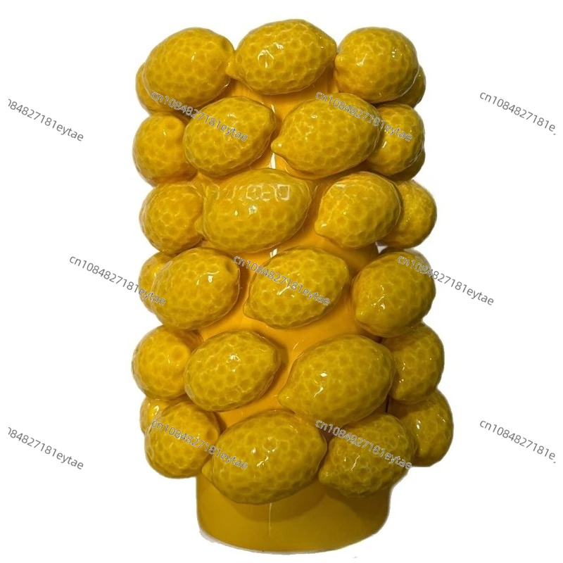 Lemon ceramic vase ornament, Nordic ins wind hydroponic flower arrangement, home fresh desktop decoration crafts