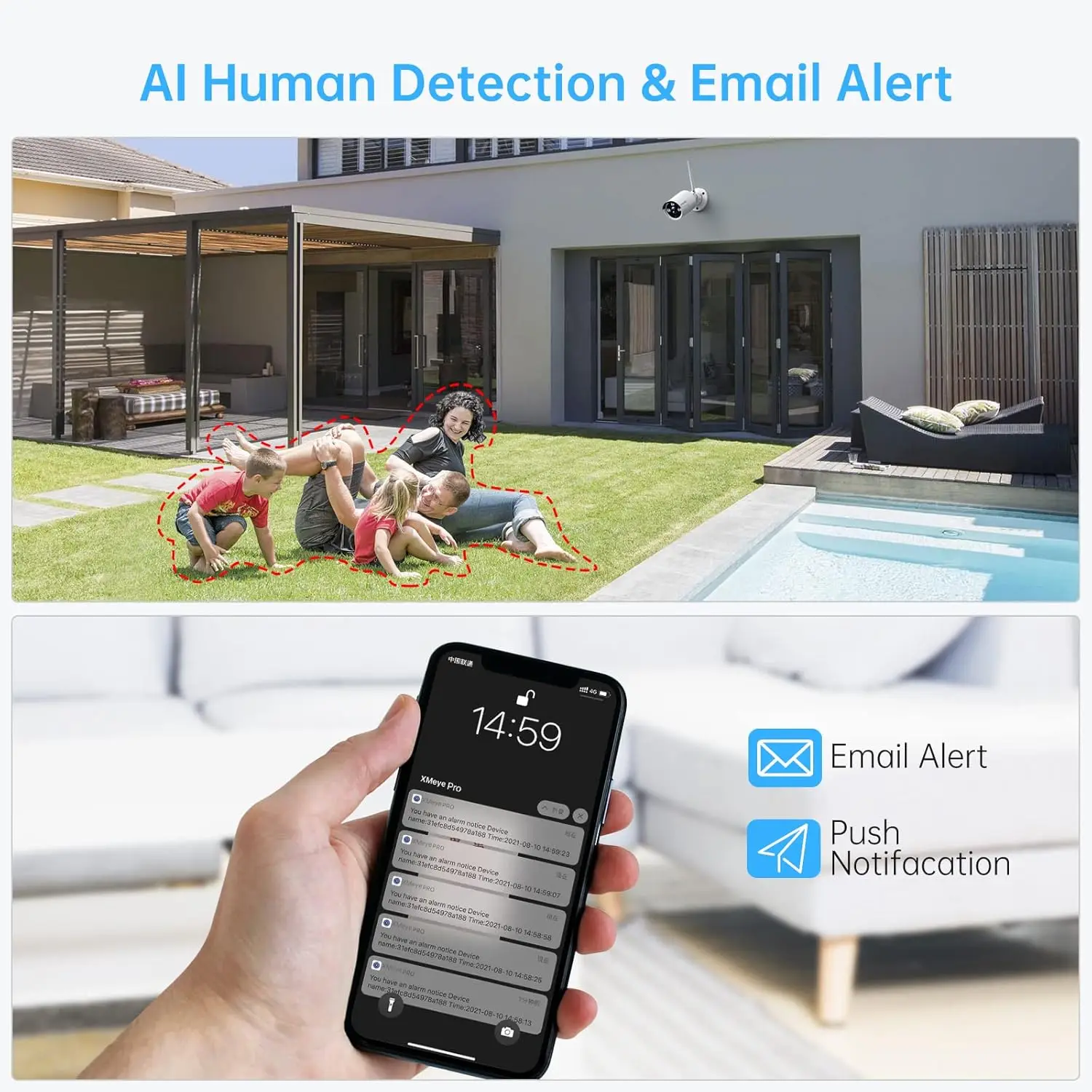 [5MP HD,Audio] SMONET WiFi Security Camera System,3TB Hard Drive,8CH Home Surveillance DVR Kits,8 Packs Outdoor Indoor IP Camera