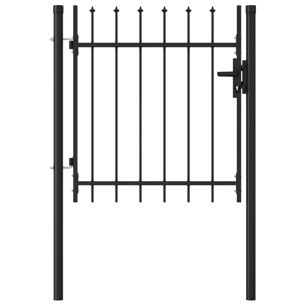 

Black Steel Fence Gate Single Door with Spike Top, 39.4x39.4 Inches - Durable Outdoor Access