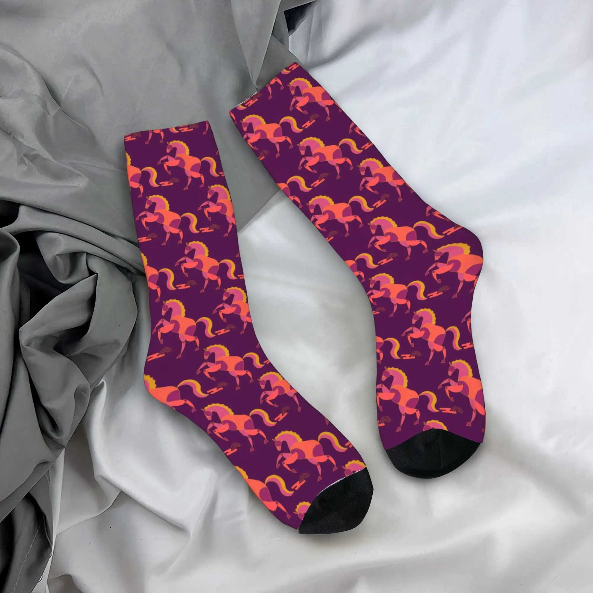 

Stylized Geometric Horse Pattern Socks Anti-Slip Stockings Men High Quality Outdoor Socks Spring Leisure Printed Socks