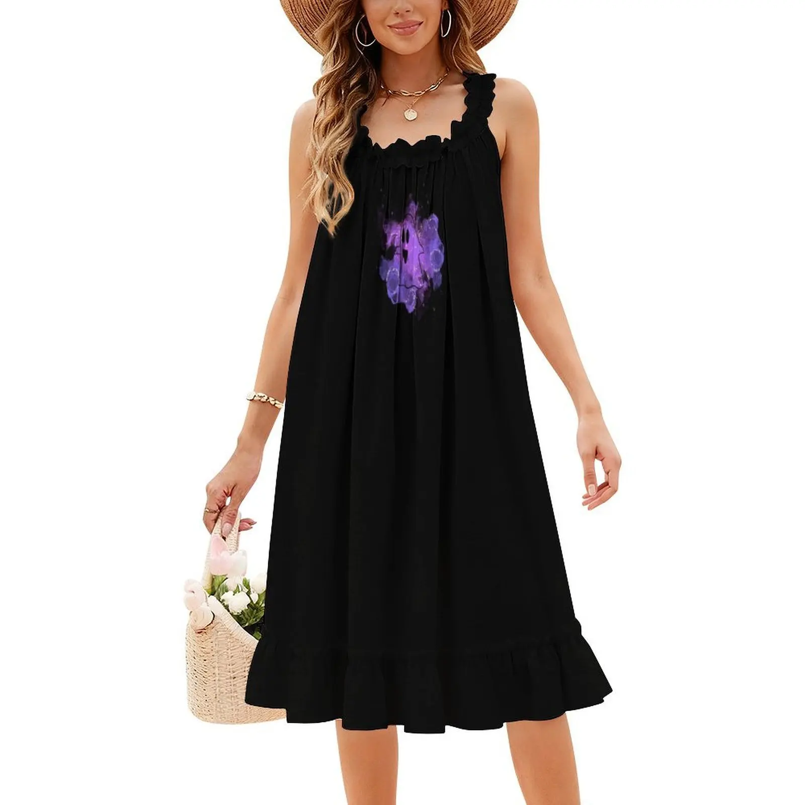 شبح لطيف باللون الأرجواني الذهبي اللامع فستان بوهيمي عتيق بأكمام منتفخة أو خيارات بدون أكمام للنساء فستان لطيف شبح الطفل #4