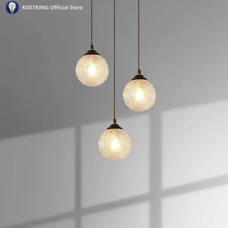 Nordic Style Iron Art Glass Chandelier Simple Modern Dining Room Creative Light Luxury Three Head Table Decoration Lamp