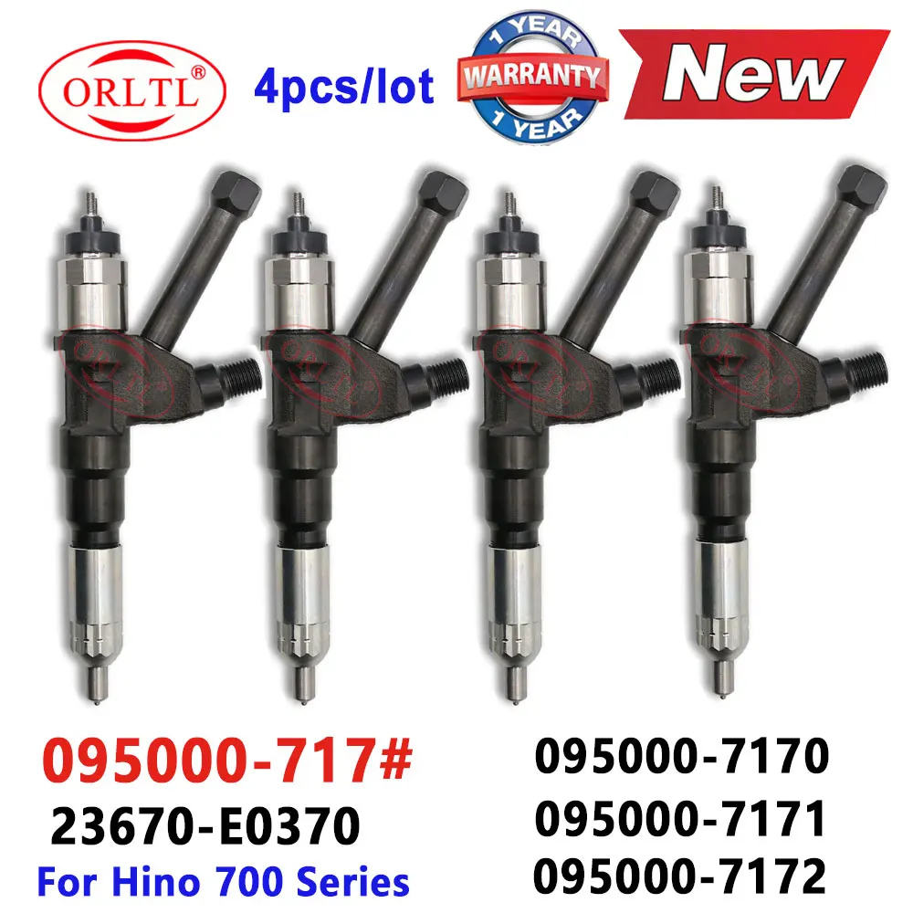 

4 PCS 0950007170 New 23670-E0370 Diesel Fuel Injector 0950007171 0950007172 for Hino 700 Series 10.5d P11C 095000 7170 7171 7172