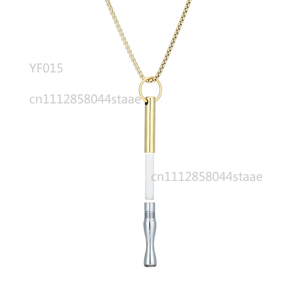 Titanium Steel Breathing Necklace with Replaceable Cotton Core for Anxiety Relief and Stress Reduction