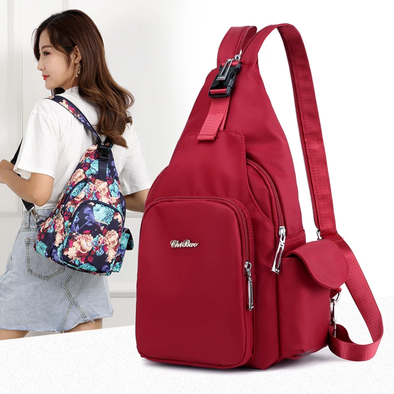 Women Bag Shoulder Crossbody Chest Bag Dual-Use Bag Versatile Casual Oxford Nylon Canvas Waterproof Mini Small Backpack