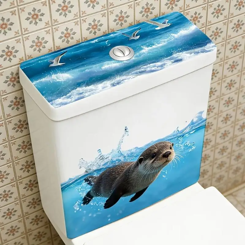 Cute Sea Lion Toilet Sticker Waterproof Self-Adhesive Removable Wall Decal Ideal for Bathroom Decor Housewarming Gift
