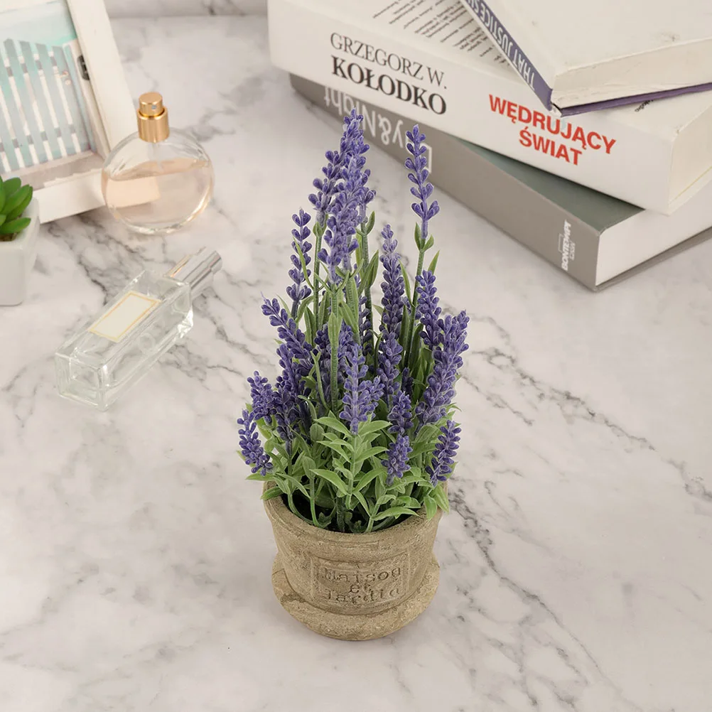 

Simulation Lavender Bonsai Artificial Potted Plants Fake Plant Decor For Home Office Desk Garden Café Arrangement