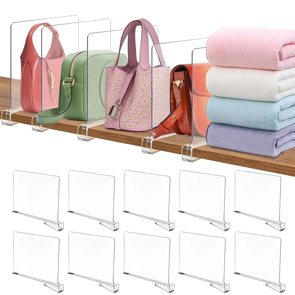 

Shelf Dividers For Closet Organization, 12 Pa Clear Acrylic Closet Dividers Shelf Organizer For Wood Shelves, Bag Purse Clothes