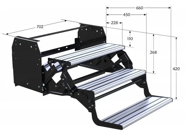 RV steps, American three-layer steps, manual folding three-layer steps