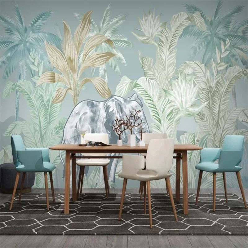

Индивидуальные 3D-обои с тропическими листьями, настенные панно, декоративные наклейки для стен, украшение спальни, мебельные наклейки