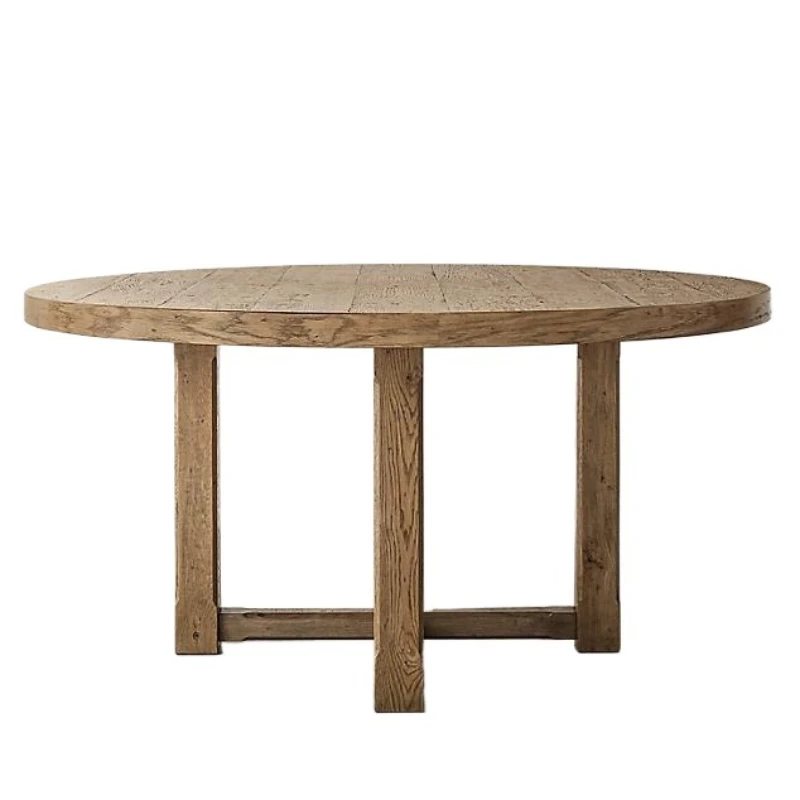 

Retro simple round dining table oak old dining table solid wooden table