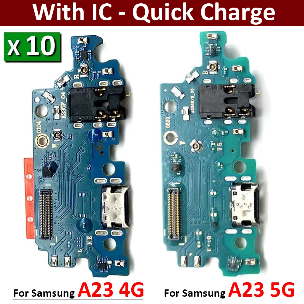 

10Pcs, For Samsung A23 4G A235 A235F USB Charging Port Microphone Dock Connector Board Flex Cable Repair Parts