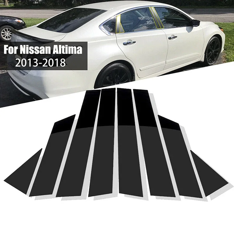 8Pcs For Nissan Altima 2013-2018 Car Polished Pillar Posts Window Trim Cover Center BC Column Sticker Accessories Exterior Parts