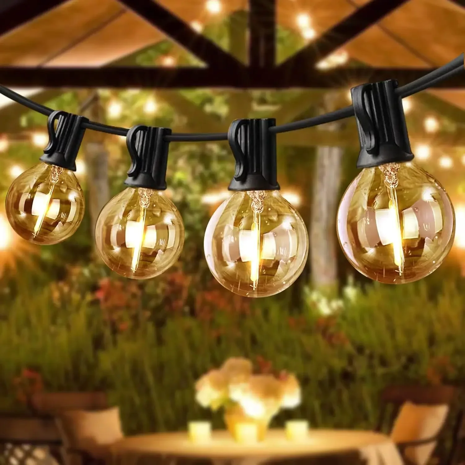 

12 Bulbs G40 Ball Light 220V Outdoor Waterproof LED String Lights 6.5M Courtyard Hanging Decor Lamp for Garden Christmas Party