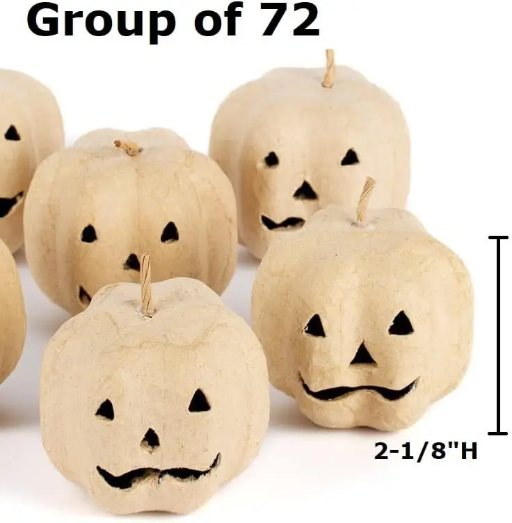 Paper Mache Pumpkin Jack O' Lantern-(72 Pcs) Small Paper Mache Jack O' Lantern Pumpkins for Halloween, Fall Autumn