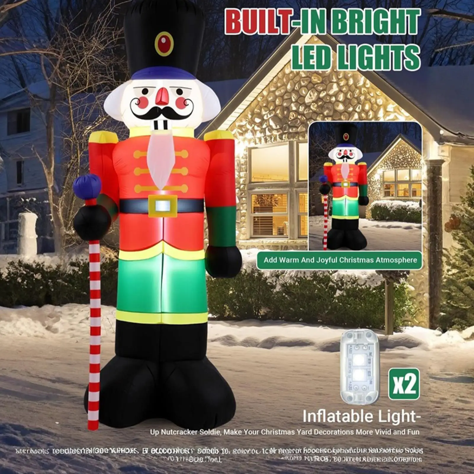 

Christmas Inflatables Nutcracker 8ft Waterproof LED Lights Decor Christmas Yard Inflatables For Family Friends Indoor Party
