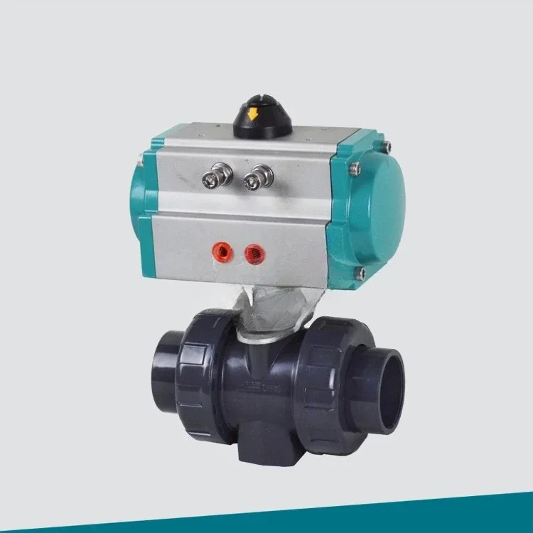 Pneumatic Ball Valve PVC Flange Connectivity with Pneumatic Actuator Zero Leakage