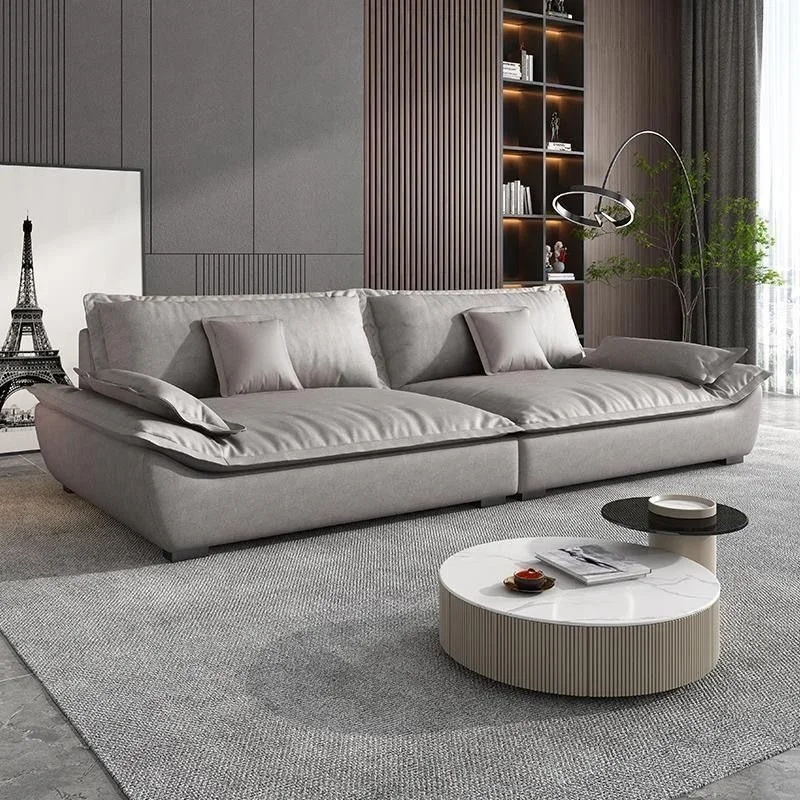 Luxury Italian Sofa Living Room Puffs Lazy Couch Lounge Home Straight Design Sofas Para Sala Frete Gratis Nordic Furniture