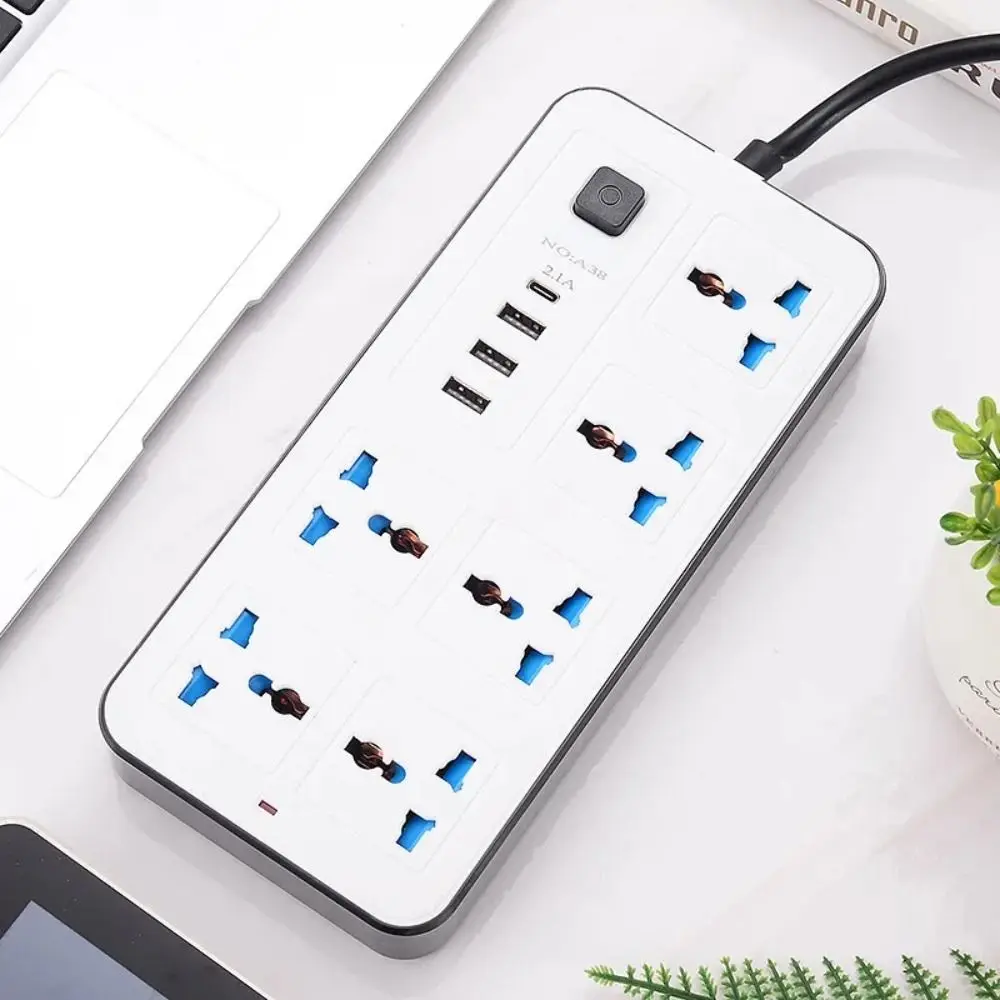 2m Extension Cord Power Multi Tap 6 AC Sockets & 3 USB Multiprise Electrical Socket 1 Type C EU US UK Smart Home Universal Plug