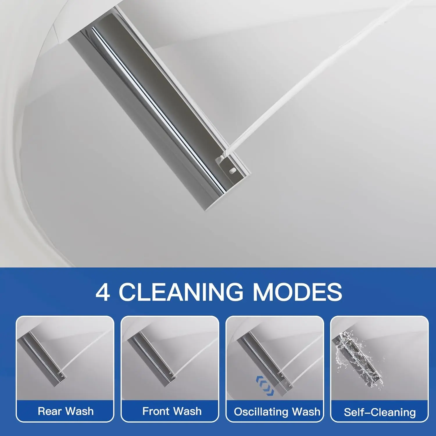 Assento de bidê elétrico Cosygrace para banheiros com formato redondo aquecido com 3 modos de limpeza e secador