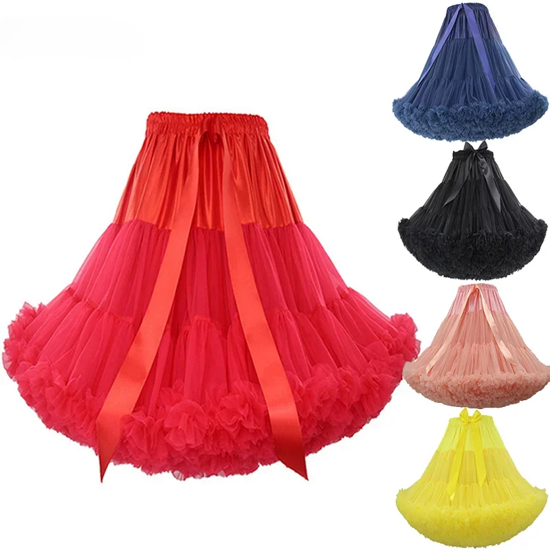 Women\'s 50s Vintage Crinoline Lolita Cosplay Petticoat Knee Length Puffy Tutu Skirt Princess Ballet Dance Pettiskirts Underskirt