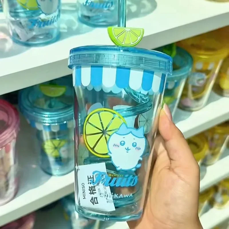 Cute Chiikawa Usagi Fruit Series Straw Cup Large Capacity Plastic Material Food Safe Odor Free Easy Clean Fresh Color Portable