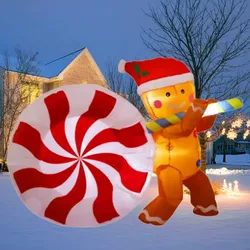 Christmas Decoration Inflatable Toys 1.5M Candy Gingerbread Man Built-in LED Lights Xmas Gift Outdoor Party Yard Garden Decor