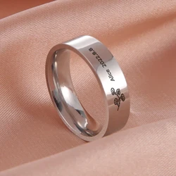 Lemegeton 2/3/6/8mm Custom Name Ring for Couples BFF Stainless Steel Stackable Ring Personalized Memorial Women Jewelry Birthday