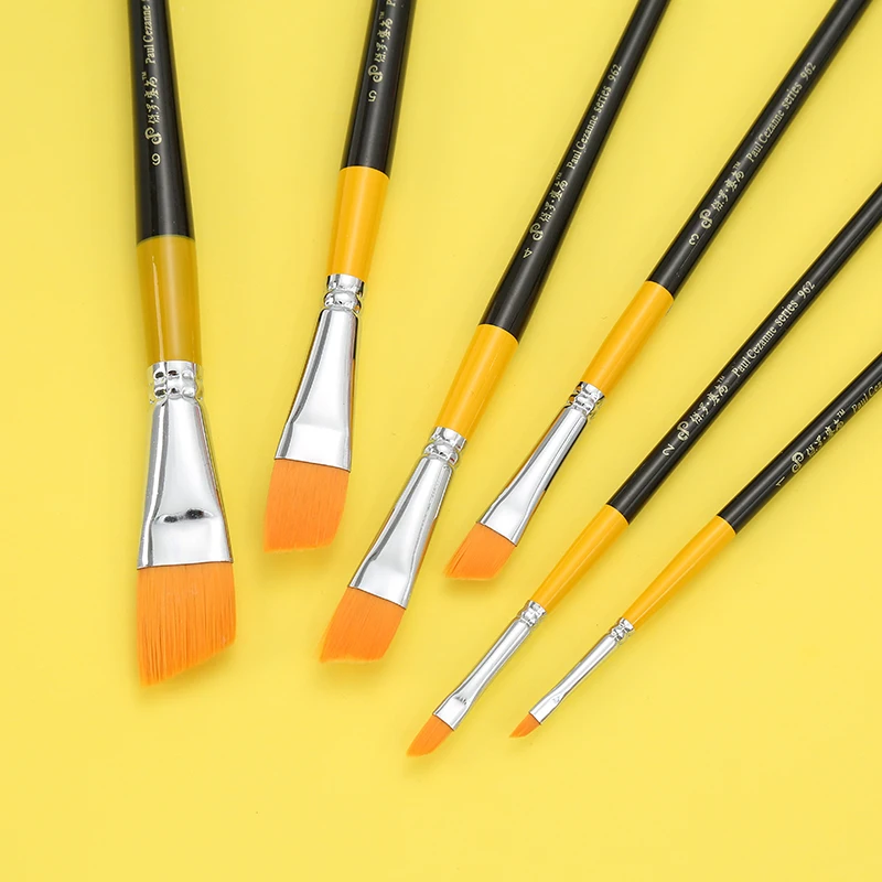 Short Handle Nylon Oblique Head Gouache Watercolor Acrylic Brush, Suitable for Beginners Art Student Artists Painting