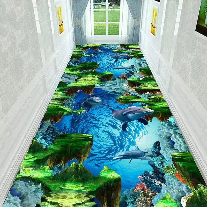 Korridor-Teppich mit visuellem 3D-Effekt, Naturszene-Design, ultra-waschbare, rutschfeste, schmutzabweisende Matte für Flur, Schlafzimmer, Heimdekoration – Detail 4