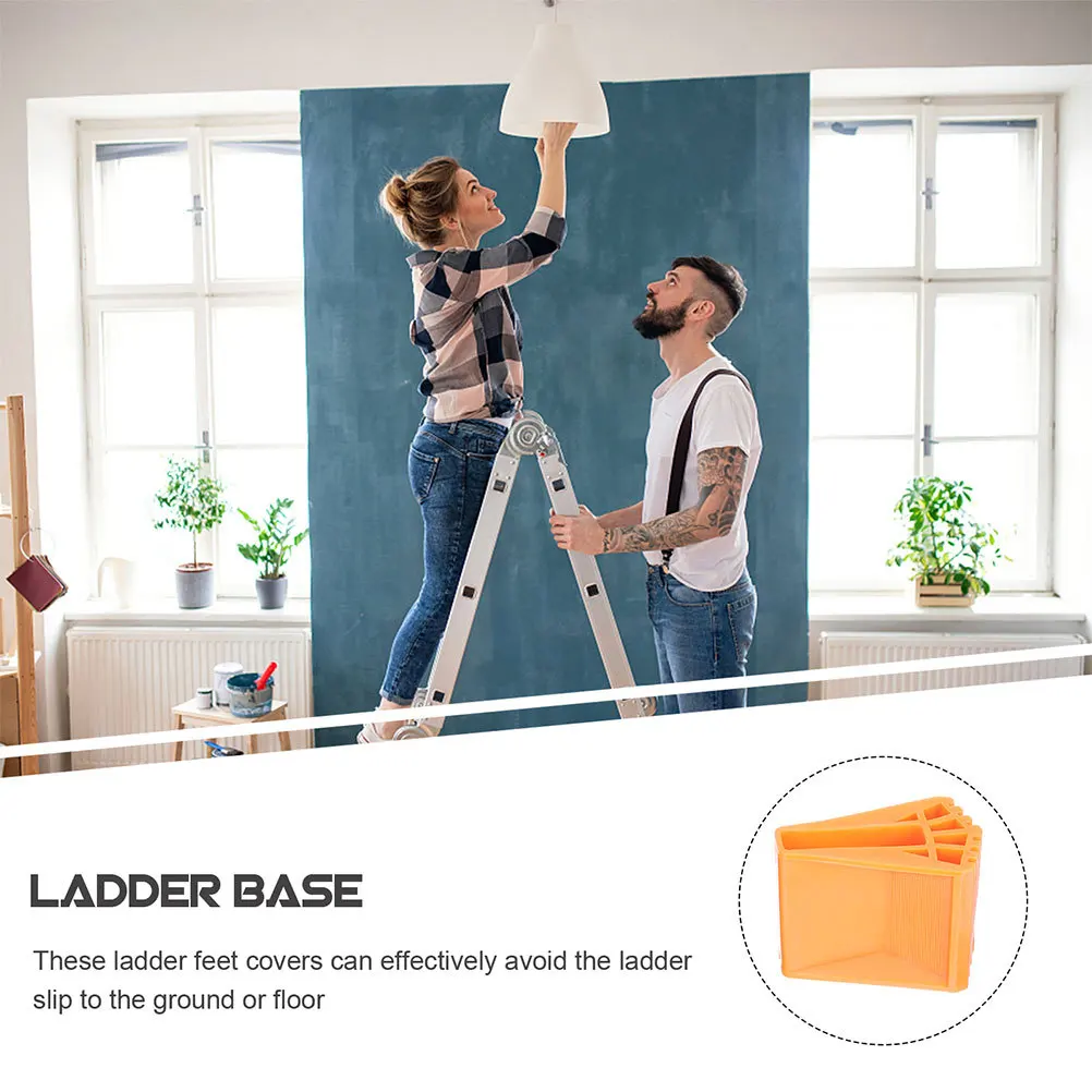 4pcs Anti-Slip Ladder Feet Pads Rubber Step Ladder Foot Covers Replacement For Extension Ladders Stabilizer Base Building Tools