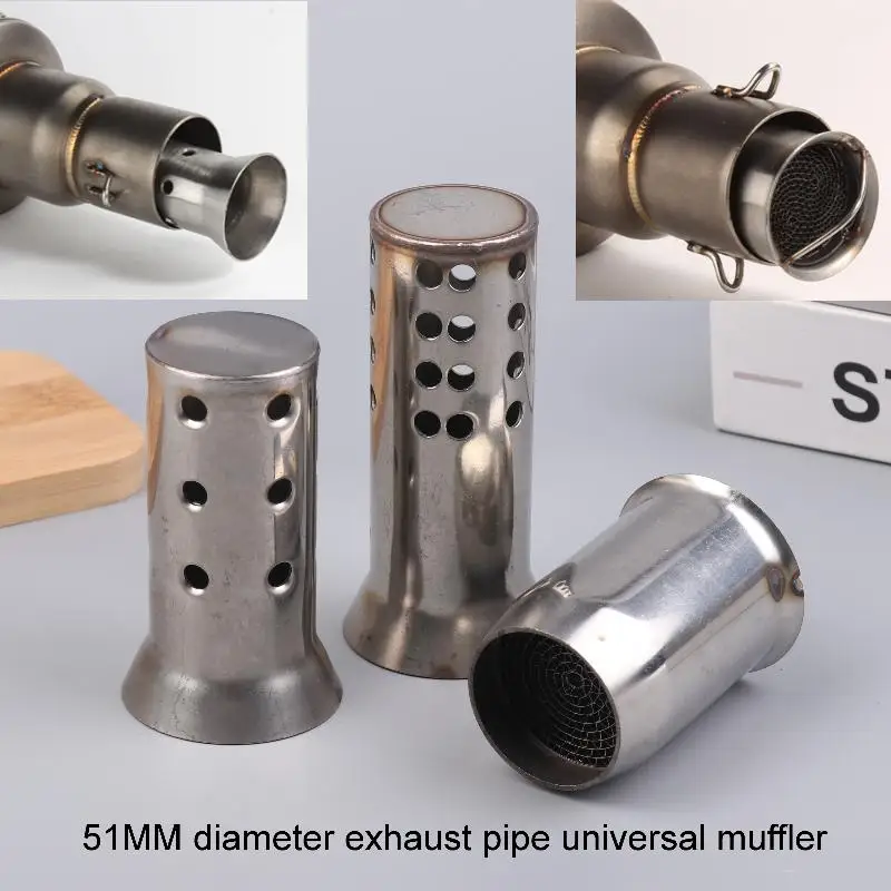 Universal Motorcycle Muffler Pipe, 51mm, Features Built-in DB Killer for Noise Elimination