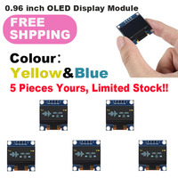 1-10PCS 0.96 Inch OLED Display Module I2C IIC SPI Serial 128X64 SSD1315 LCD 3.3-5V 4 Pin White/Blue/Yellow Blue for Arduino