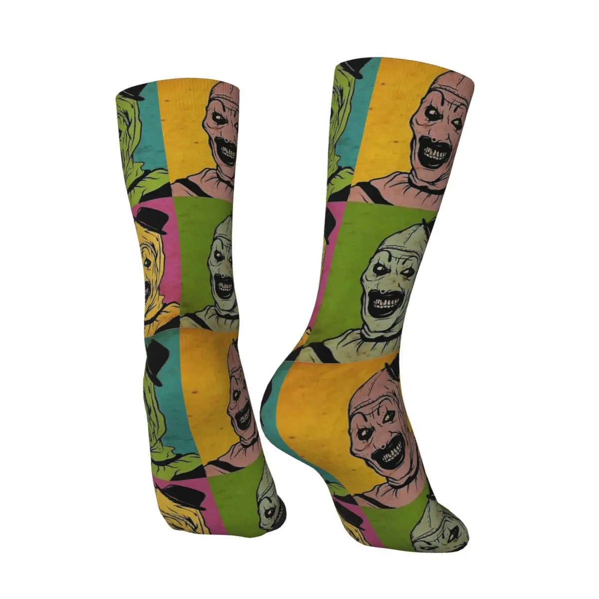 Funny Happy Men's compression Socks Horror Pop Art Slasher Horror Retro Harajuku Terrifier Street Style Seamless Crew Sock