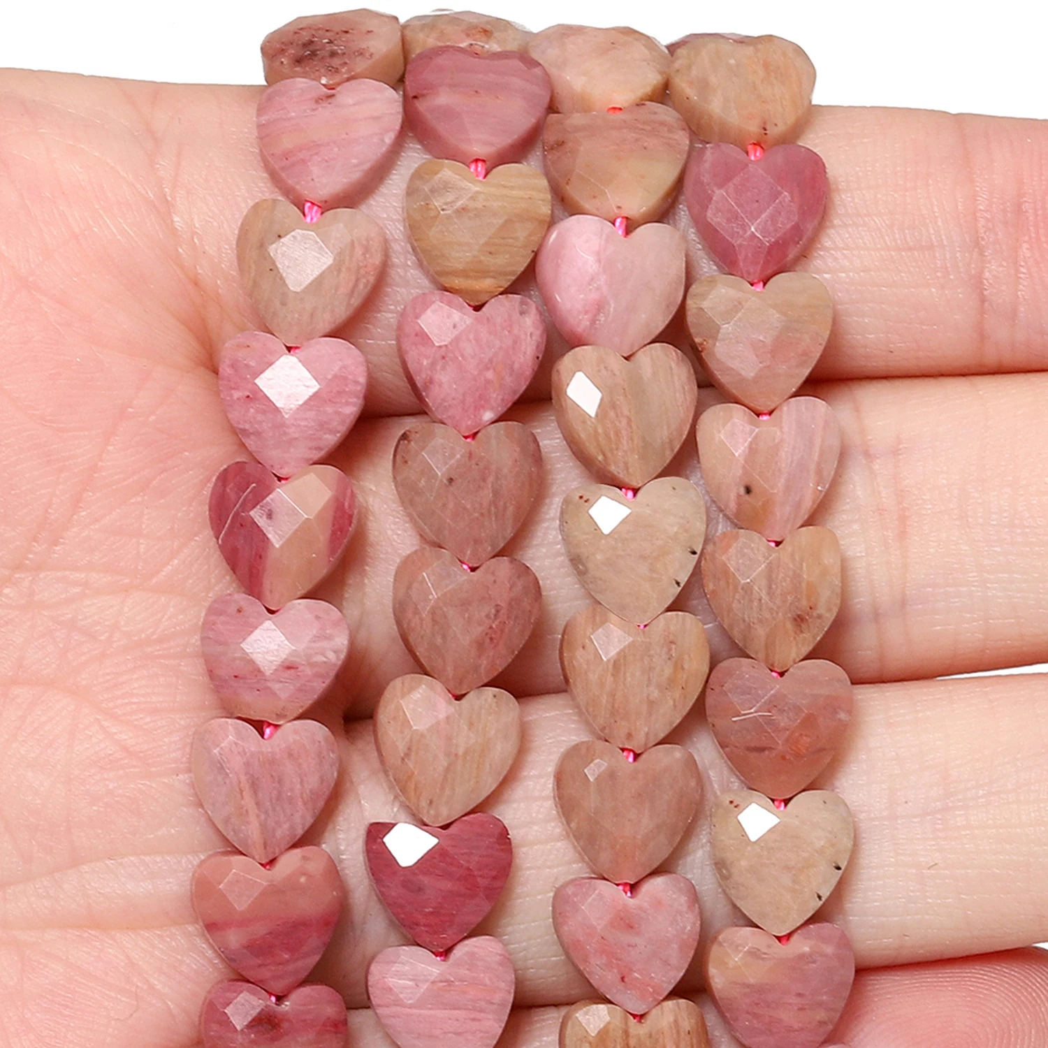 AAA Natural Rhodonite Stone Beads 8mm Faceted Heart Shape Beads for Jewelry Making Diy Drop Earring Necklace Accessories